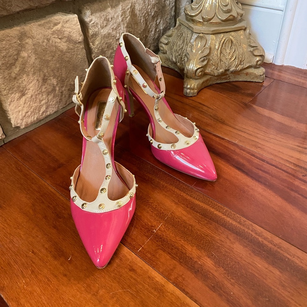 Halogen Pink Strappy Studded Heels 8.5